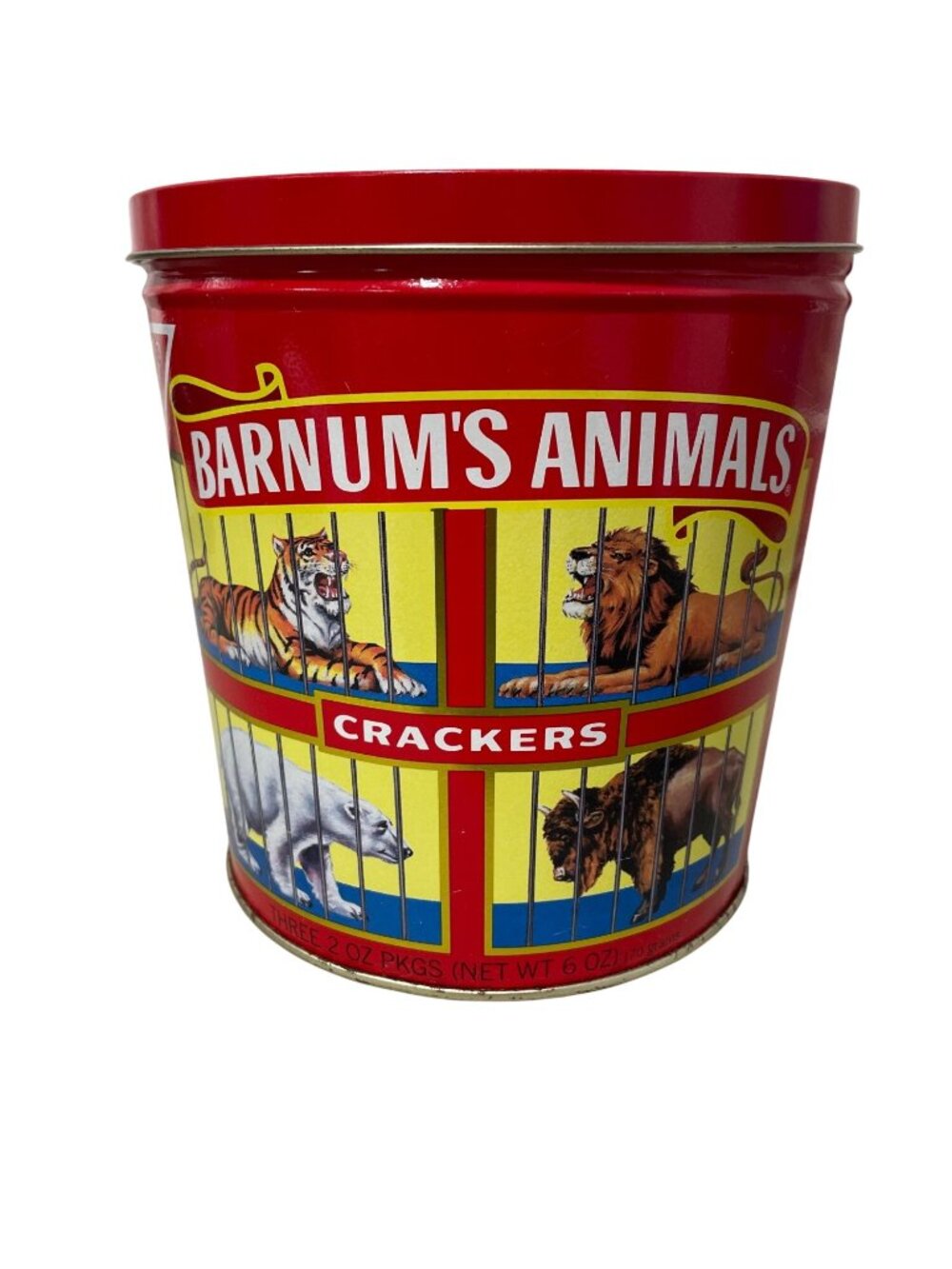 Nabisco Barnums Animal Crackers Tin Pail Basket Circus Collectible Vintage 1991